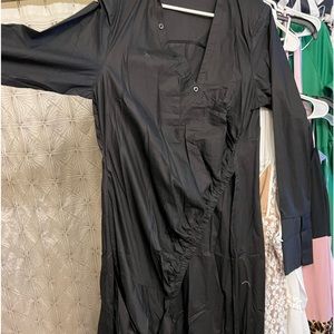 Maxi shirt with jeans or dress with front duffel and slit